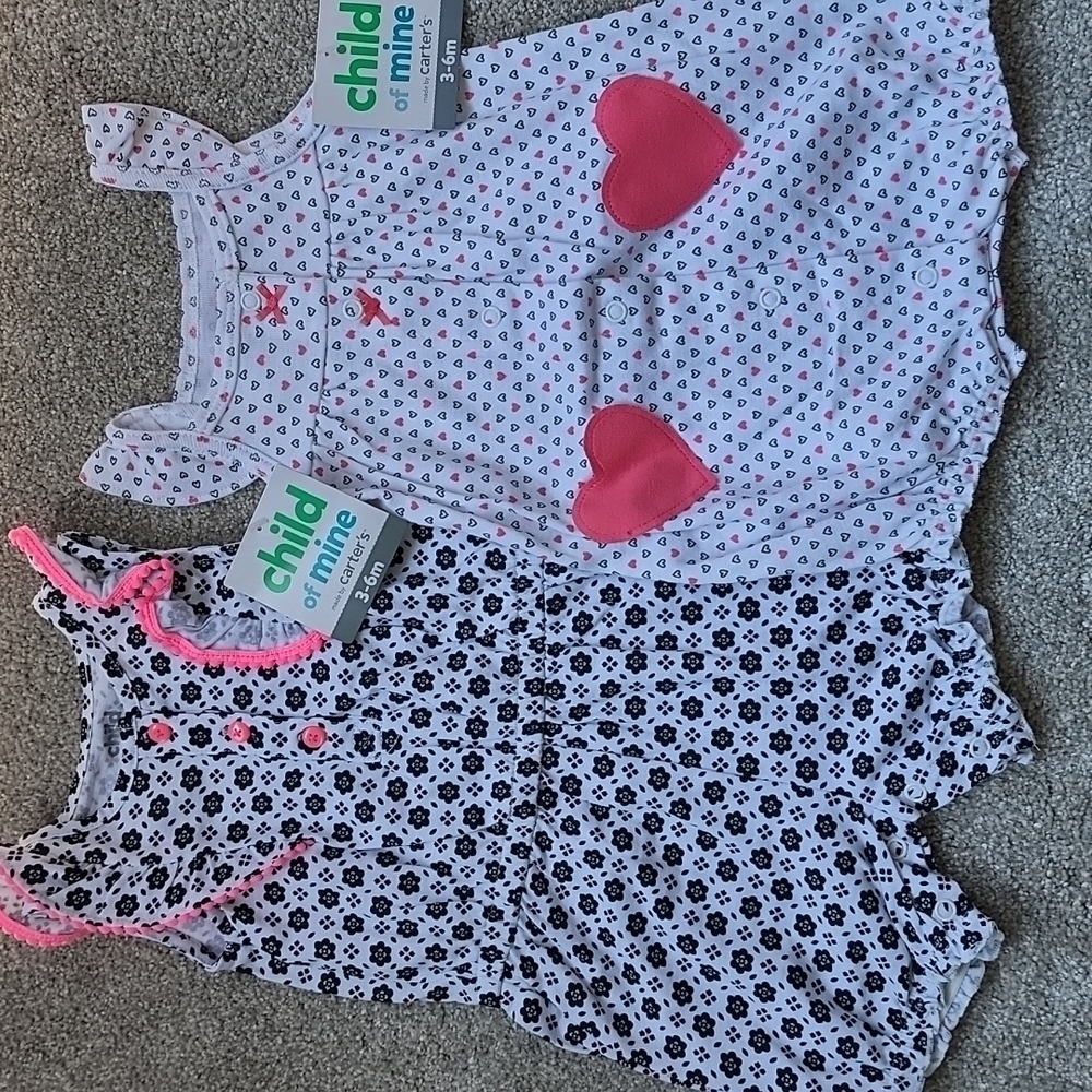 NWT Child of Mine/Carter's Rompers 3-6m